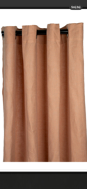 Vintage 100 % Linnen gordijn curtain nude oud rose terra mrs Bloom Denise 290 x 140 cm met ringen