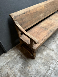 Grote oude houten bank eetkamerbank tuinbank landelijk stoer 197 cm stationsbank eettafel bank vintage
