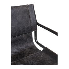 Stoere metalen leren eetkamerstoel stoel stoelen eetkamerstoelen industrieel stoer landelijk donker grijs antraciet  leer metaal