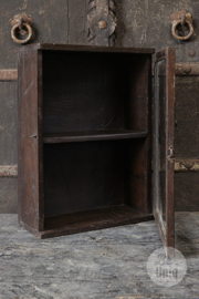 Oud vitrine kastje wandkastje herinneringskastje medicijnenkastje kast 40 x28 x 12 cm bruin vintage Oosters vitrinekastje stoer landelijk Brocant industrieel