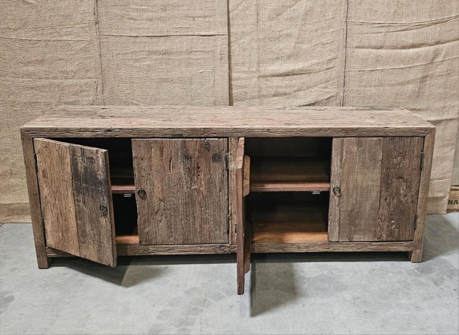 Old wood Stoer truckwood houten kast televisiekast televisiemeubel tv deurtjes dressoir landelijk stoer industrieel 160 x 45 x H60 cm