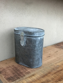 Zinken metalen bak zink koffer kist landelijk industrieel nieuw stoer Brocant verzinkt grijs industrieel
