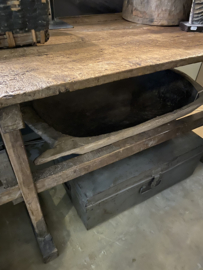 Oude houten werkbank werktafel met trog keukentafel werkeiland tafel Sidetable bureau buro landelijk stoer oud