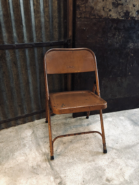 Vintage oude metalen klapstoel klapstoeltje vintage klapstoeltjes bistro klapstoelen industrieel landelijk cognacbruin