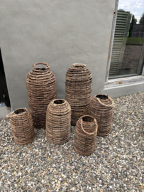 Stoere rotan windlicht kandelaar M lantaarn POMAX theelicht boho landelijk H42 x D25 cm