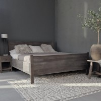 Vergrijsd houten bed bedombouw 2 persoons personen  180 x 200 cm landelijk