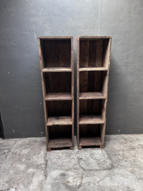 Stoer grof houten railway truckwood hout kast kastje schap rek 175 industrieel landelijk vintage houten pootjes