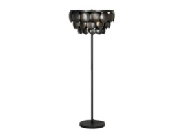 Stoere ijzeren staande lamp 50 cm oud zwart lamp schelpen schelpjes landelijk stoer industrieel