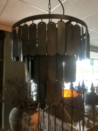 Zwart metalen Hanglamp lamellenlamp Lamel 45 cm industrieel stoer landelijk kroonluchter