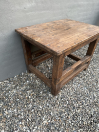 Grote oude robuust houten tafel fabriekstafel bijzettafel stoer landelijk industrieel vintage sidetable keukenelement kookeiland wastafel meubel