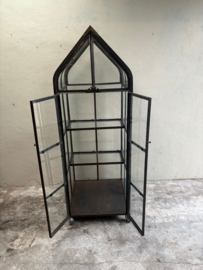 Metalen kas kasje tuinkas tuinkast kast vitrine vitrinekast glaskast met glas H178 X B66 XD66 cm