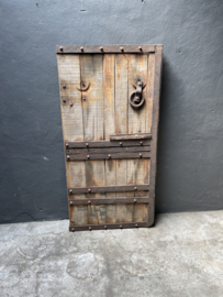 Oude houten deur poort scheepsdeur Luik scheepsluik wandpaneel wanddecoratie landelijk stoer vintage industrieel 152 x 95 cm