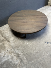 Landelijke vergrijsd houten ronde tafel Tuintafel Rond 135 cm landelijk stoer lounge