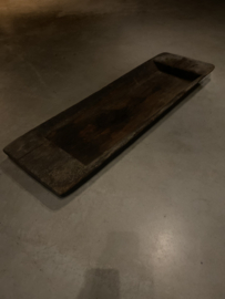 Grote oude vergrijsd houten platte trog bak mangelbak schaal landelijk stoer sleets aura Peeperkorn