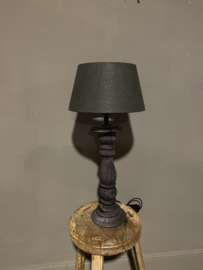 Stoere vergrijsd mat zwart antraciet zwartbruine houten balusterlamp stoer industrieel ballusterlamp tafellamp 35 cm tafellamp landelijk stoer robuust