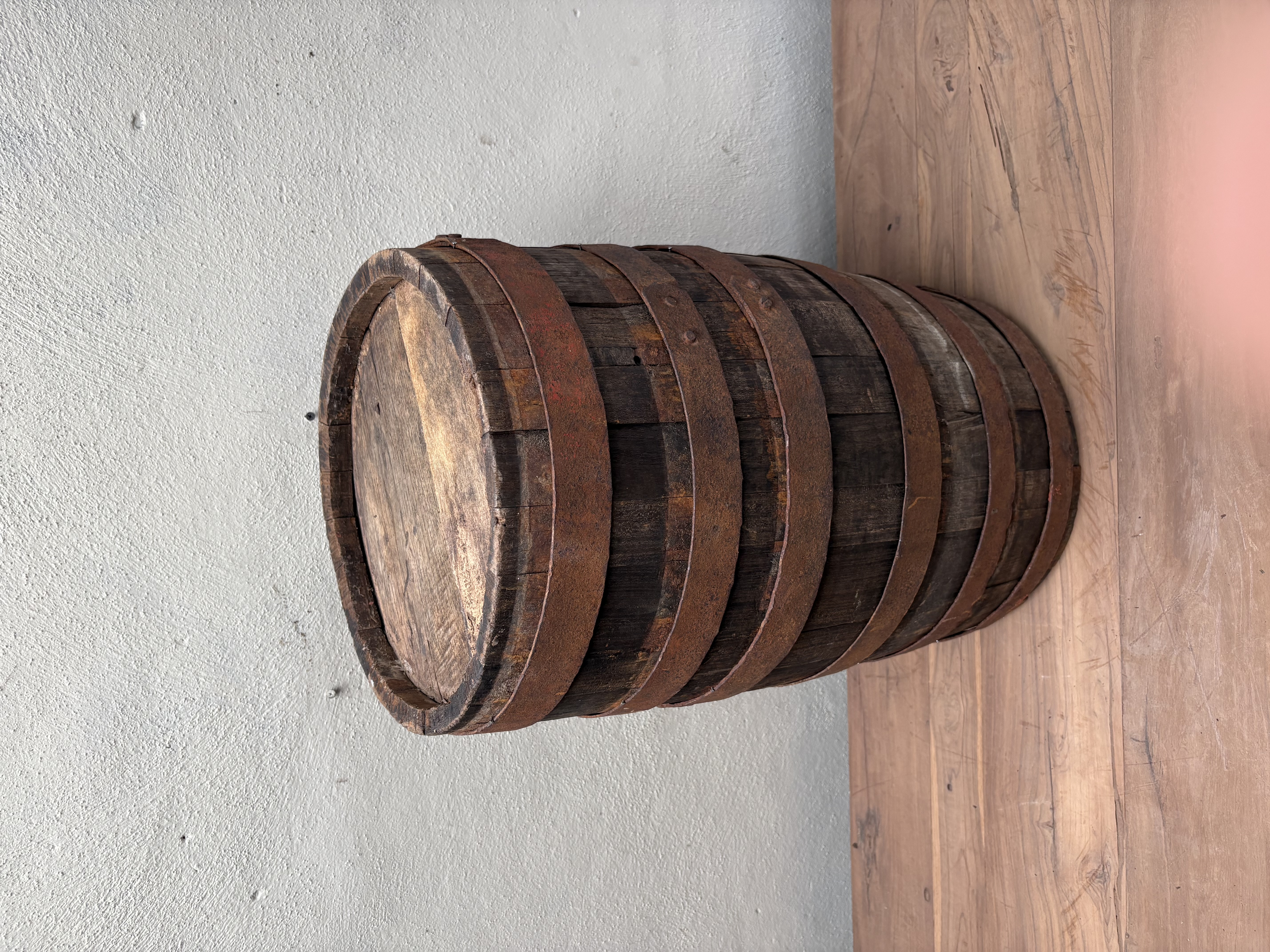 Oud houten wijnvat vat ton bijzettafel nr 22