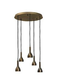 Tulipi 5 Frezoli donker messing hanglamp
