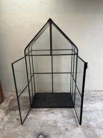 Metalen kas kasje tuinkas tuinkast kast vitrine vitrinekast glaskast met glas H183 X B100 XD60 cm