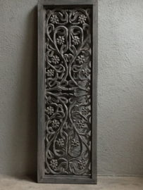 Stoer landelijk oud houten wandpaneel 90 x 30 cm grijs grijze dubbelzijdig wandornament wanddecoratie hout panelen luiken