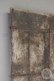 Prachtige grote oude vergrijsd houten poort deur wandpaneel wanddecoratie landelijk patine patina 185 x 89 cm