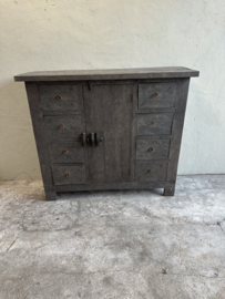 Oud houten kast dressoir old farm 8 laden 1 deur 140 cm breed 120 cm hoog