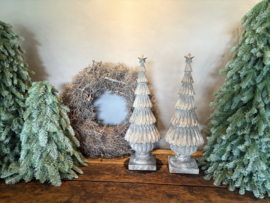 Grijs vergrijsde kerstboom kerstboompjes kerstbomen H60 x D20 cm