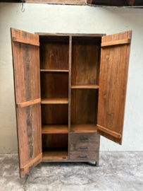 Grote oud truckwood railway houten kast 2 deurs lades ladekast landelijk stoer industrieel keuken SEP 210 x 100 x 40 cm