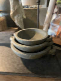 Brynxz  set van 3 schalen komen schaal kom bak majestic grijs grey stoer landelijk steen