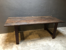 Prachtige grote oud houten tafel 210 x 90 x H76,5 cm eettafel landelijk stoer industrieel vintage doorleefde blad nerf