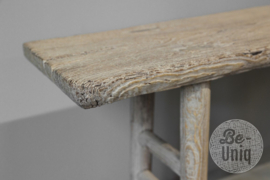 Oud licht houten bank bankje landelijk stoer 107 cm