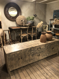 Oud vergrijsd houten dressoir 178 x 45 x H55 cm tvmeubel tv-kastje tvkast televisiekast televisiemeubel landelijk stoer