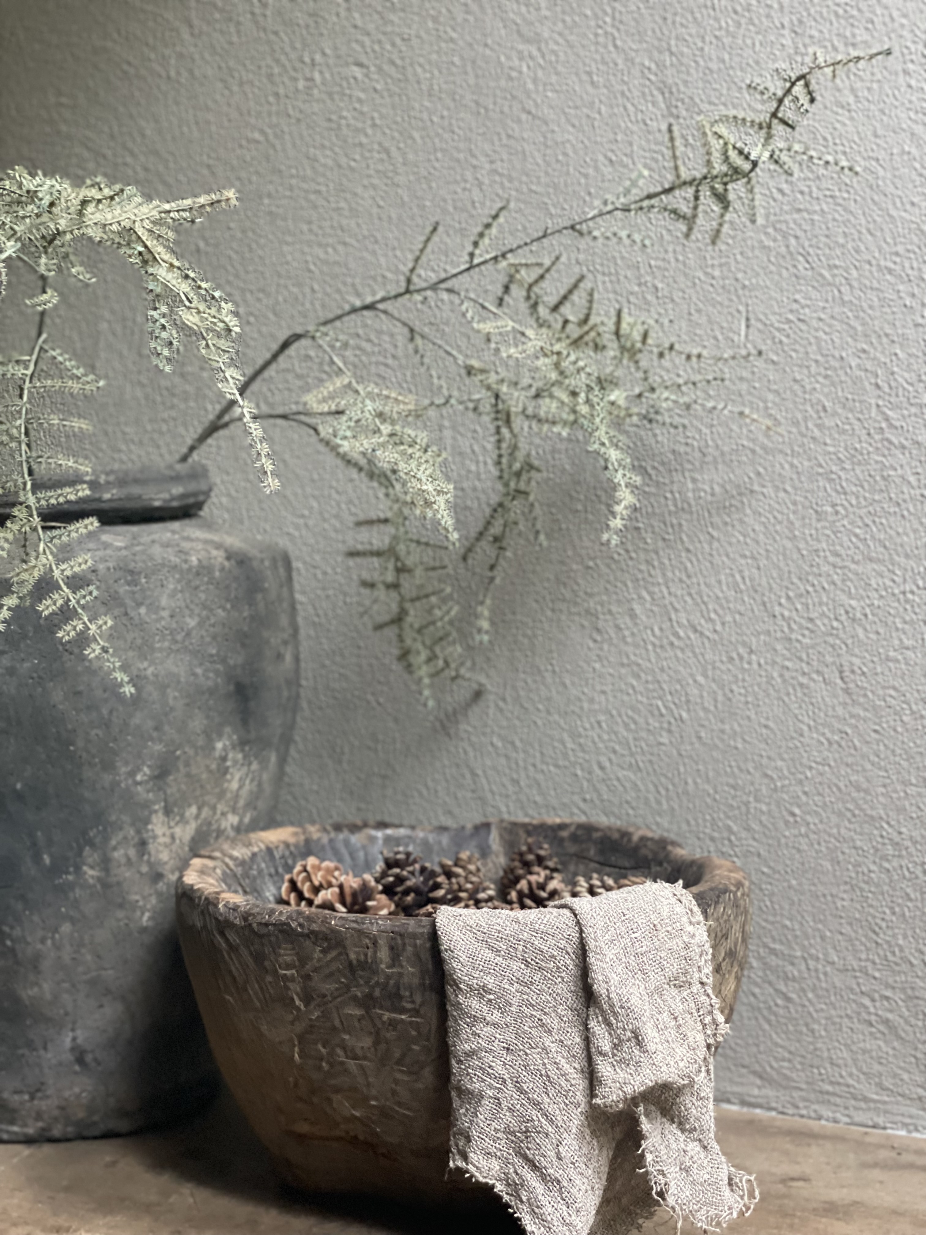 Asparagus imitatie kunst prachtige grote tak decoratie decoratietak landelijk sober groen grijs grey
