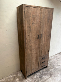 Grote oud truckwood railway houten kast 2 deurs lades ladekast landelijk stoer industrieel keuken SEP 210 x 100 x 40 cm