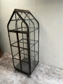 Metalen kas kasje tuinkas tuinkast kast vitrine vitrinekast glaskast met glas H178 X B66 XD66 cm