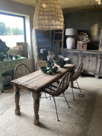 Vintage rotan rieten stoel fauteuil stoeltjes rieten eetkamer landelijk industrieel stoer jaren '70 retro rieten lounge urban tuinstoelen