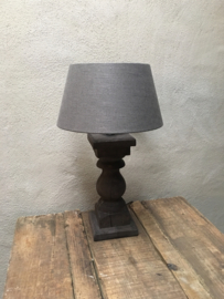 Stoere vergrijsd mat zwart antraciet zwarte grijze houten balusterlamp stoer industrieel ballusterlamp tafellamp 35 cm tafellamp landelijk stoer robuust