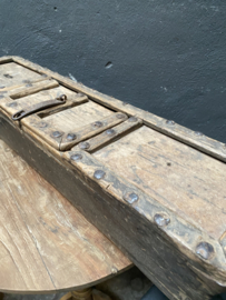Originele oude old wood wooden houten storage box kist geld kist landelijk stoer vintage