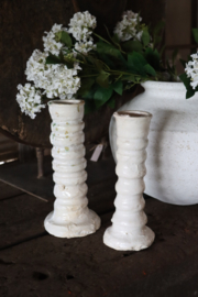 Stoere imperfecte kandelaar kandelaars theelicht stomp POMAX Azahara klei wit white white-off