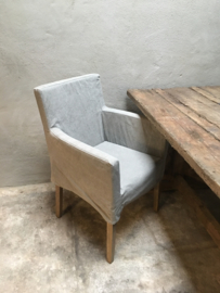 Heerlijke eetkamerstoelen stoel fauteuil met losse linnen washed hoes  landelijk stoer