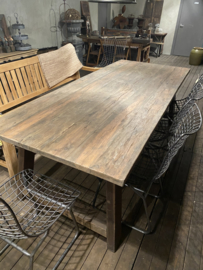 Stoere grove oud vergrijsd houten tafel eettafel 240x100cm stoer landelijk