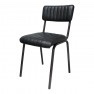 Stoer vintage stoel stoelen stoeltje stoeltjes met zwart leren zitting  metaal schoolstoel model landelijk industrieel