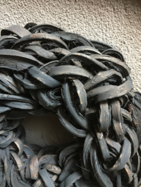 Zwarte Krans krul Coco cut wreath 55 cm black donkergrijs groot landelijk stoer