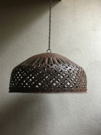 Smeedijzeren korf hanglamp incl nieuwe fitting en bedrading korflamp mand landelijk industrieel