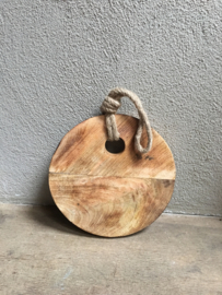 Kleine ronde houten broodplank snijplank kaasplank landelijke stijl rond 25 cm