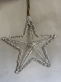 Prachtige grote draadijzer 28 cm draadijzer ster kerstster met pareltjes BLOOM