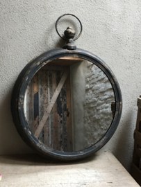 Grote ronde industriële landelijke spiegel rond industrieel landelijk vintage zwart old look