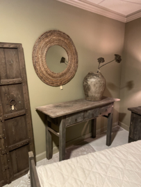 Oud vergrijsd houten sidetable wandtafel tafel sideboard ladekast landelijk stoer sober 140 cm