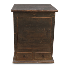 Oud Uniek vergrijsd houten kast kastje balie toonbank desk hal halkastje keukenkastje oud boerenkeuken landelijk 66 x 60 x h85 cm