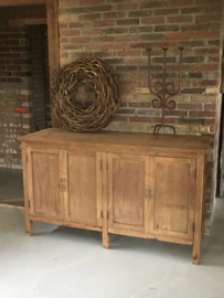 Landelijk stoer oud naturel vergrijsd houten dressoir keuken keukenblok keukenkast  hout boeren strak keukenkast toonbank werkbank werkeiland kast 4 deurs deuren deurtjes sidetable televisiemeubel tvkast televisiekast