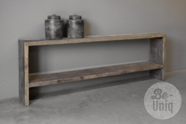 Stoer vergrijsd railway truckwood houten sidetable wandmeubel tv televisie kast landelijk stoer industrieel 200 cm